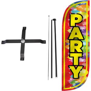LookOurWay Feather Flag Set - 5ft Tall Advertising Banner Flag with Pole Kit and X-Stand for Business Promotion - Party Balloons
