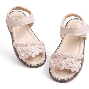 Bellocasa Toddler Girls Sandals Little Girl Summer Flat Sandal Baby Open Toe Outdoor Beach Holiday Dress Shoes Size 21