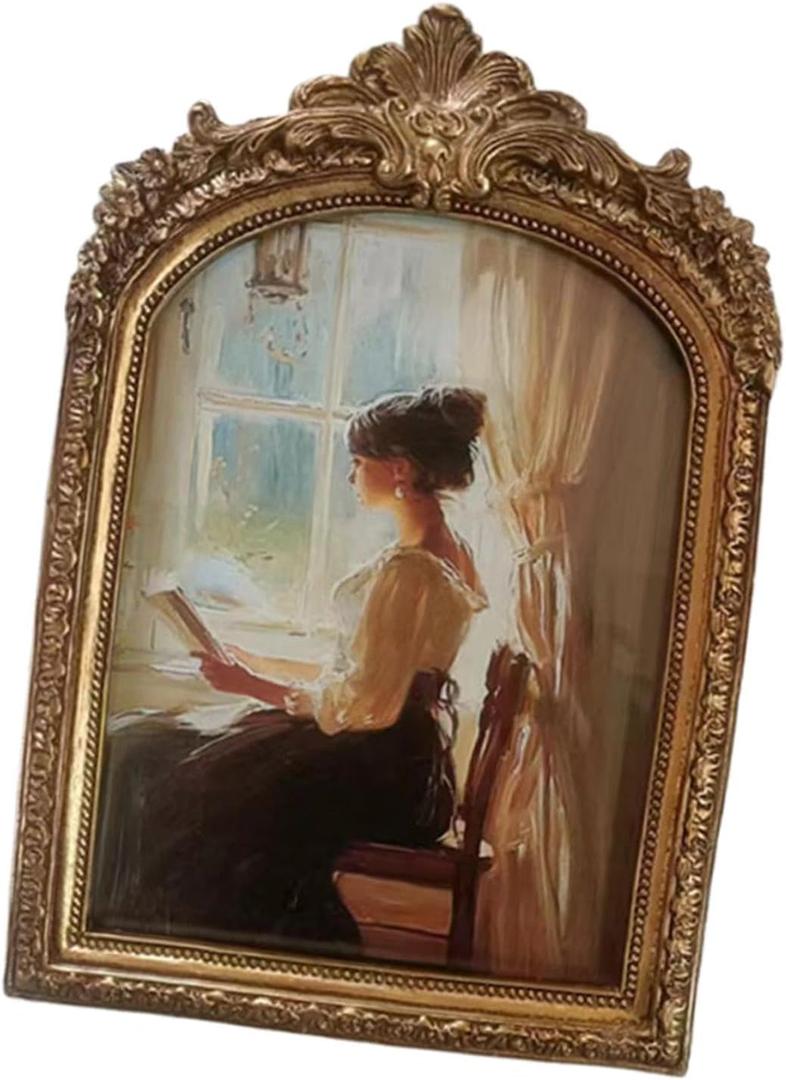FLCPJGV Vintage Photo Frame Picture Frame Retro Ornate Photo Gallery Art Photo Holder for Entrance Desk Living Room Shelf Home Decor