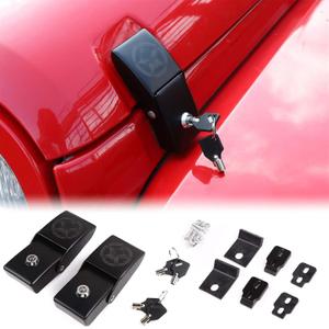 JeCar Hood Latches Locking Hood Catch Kit Aluminum Alloy Hood Locks Compatible with Jeep Wrangler 2007-2018 JK JKU, 2018-2023 JL JLU & 2020-2023 Gladiator JT, Skull Style
