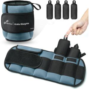 Sportneer 20lbs/Pair Adjustable Ankle Weights for Women and Men, Modularized Leg Weight for Yoga, Walking, Running, Aerobics, Gym, Physical Therapy