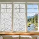 NINETREX Window Privacy Film, Frosted White Lace Window Cling, 23.6"x157.4"