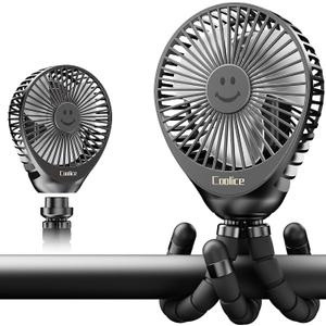 Stroller Fan Clip on for Baby, 30Hrs Removable Fan for Strollers and Car Seat, 3 Speeds Baby Stroller Fans, Rechargeable Portable Fans for Strollers with Flexible Tripod for Camping, Hiking and Beach (Black)