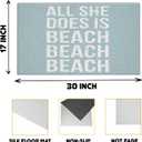 Blue Beach Door Mat, All She Does is Beach Doormat for Indoor Outdoor Entrance Porch, Retro Coastal Welcome Mats for Front Door Entryway, Ocean Bathmat Rug for Bathroom, 17x30 Inches