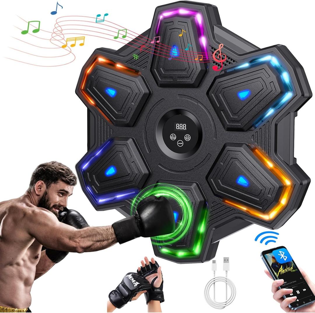 Upgrade Colorful LED Music Punching Machine with Gloves,Bluetooth Boxing Music Trainer, Music Boxing Machine for Adults,Boxing Machine Wall Mounted Music,Sport Appliances Boxing for Home,Office