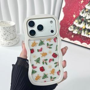 XIZYO Christmas Phone Case for iPhone 17 Pro, Xmas Wavy Cute Merry Christmas Pattern Clear Aesthetic Wave Girls Kids Women Santa Slim TPU Shockproof Protective Cover, Gingerbread Man