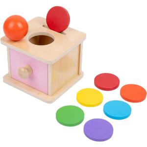Adena Montessori Infant Toddlers Coin Box Montessori Toys for 6-12 Months Babies 1 Year 2 Year Old (2 in 1, Coin & Ball, Pink Door)