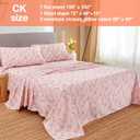 JSD Pink Paisley Floral Sheet Set Cal King, 4 Piece Soft Printed Microfiber Sheets Extra Deep Pocket