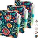 3 Pack Pocket Journal Notebook, Aesthetic Mini Small Notebook with Pen, Floral Print Cover, A6 (3.7" x 5.7"), 100GSM Lined Paper, Notepad for Girls/Kids/Women Note Taking Writing