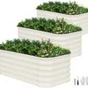 3Pcs Raised Garden Beds Outdoor,3-in-1 Modular 4x2x1.4ft,White
Adjustable Sizes(4x2x1.4ft,3x3x1.4ft,5x1x1.4ft),17"tall Galvanized Planter Boxes with Bracing Rods & Gloves for Vegetables