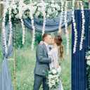 Hoteam 20 Pcs 131 Ft Artificial Wisteria Hanging Flowers Garland with String Light 6.56 Ft/Pcs White Flower Garlands Wedding Arch Garland Fake Wall Backdrop Artificial Flowers for Garden Outdoor