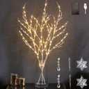 LITBLOOM Lighted Willow Branches Iridescent Glittered 32IN 120 LED with Timer Battery Operated and USB Plug in, Tree Branch with Fairy Lights for Home Room Christmas Decoration