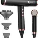 slopehill Professional Ionic Hair Dryer with Diffuser - Lightweight, Compact, Powerful & Fast Salon Blow Dryer with High Speed Brushless Motor for Travel, Women & Men Ceramic, Black LH1003
