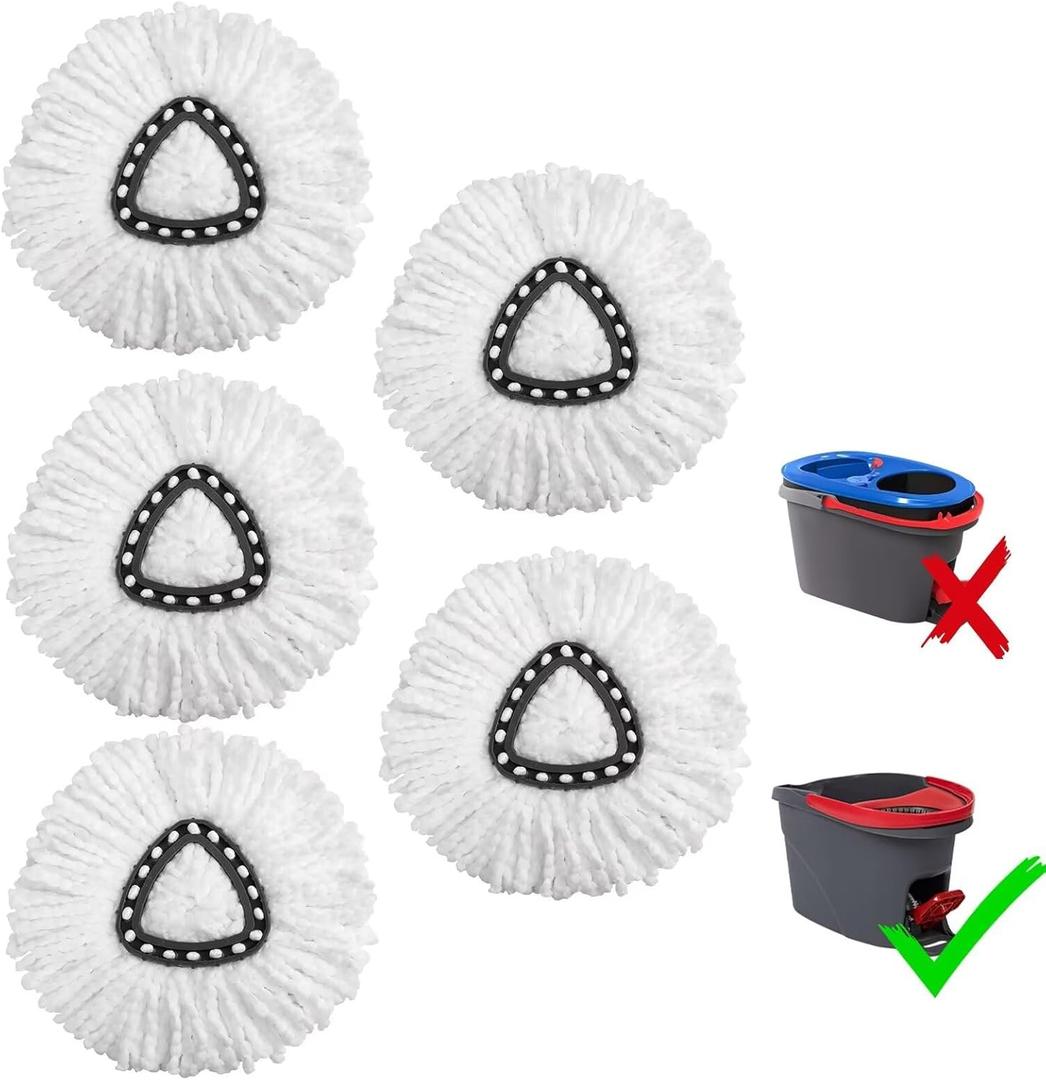 5-Pack Mop Replacement Heads for Ocedar Mop Replace Head EasyWrin Spin Mop Heads Replacements, Easy Cleaning Mop Head Replacement (5 Count (Pack of 1), White)