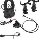 Tactical Shooting Headset + with U94 PTT 2pin with ARC Rail Adapter Noise Reduction & Sound Pickup Ear Protection (Black)
