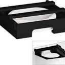 Paper Plate Dispenser,10-inch Bamboo Paper Plate Dispenser Under Cabinet, Kitchen Counter Vertical Paper Plate Holder Organizer Countertop Caddy Black