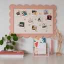 20 x 30 Inch Scalloped Pinboard Memory Board for Girls Room Pink Framed