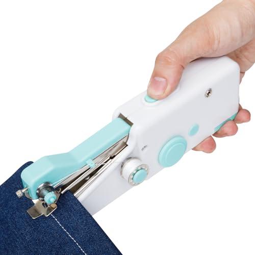 Handheld Sewing Machine CS101,Sewing Machines for Beginners,Portable Electric Mini and Samll Hand Held Sewing Machines Kit for Adults and Kids White and Green Set