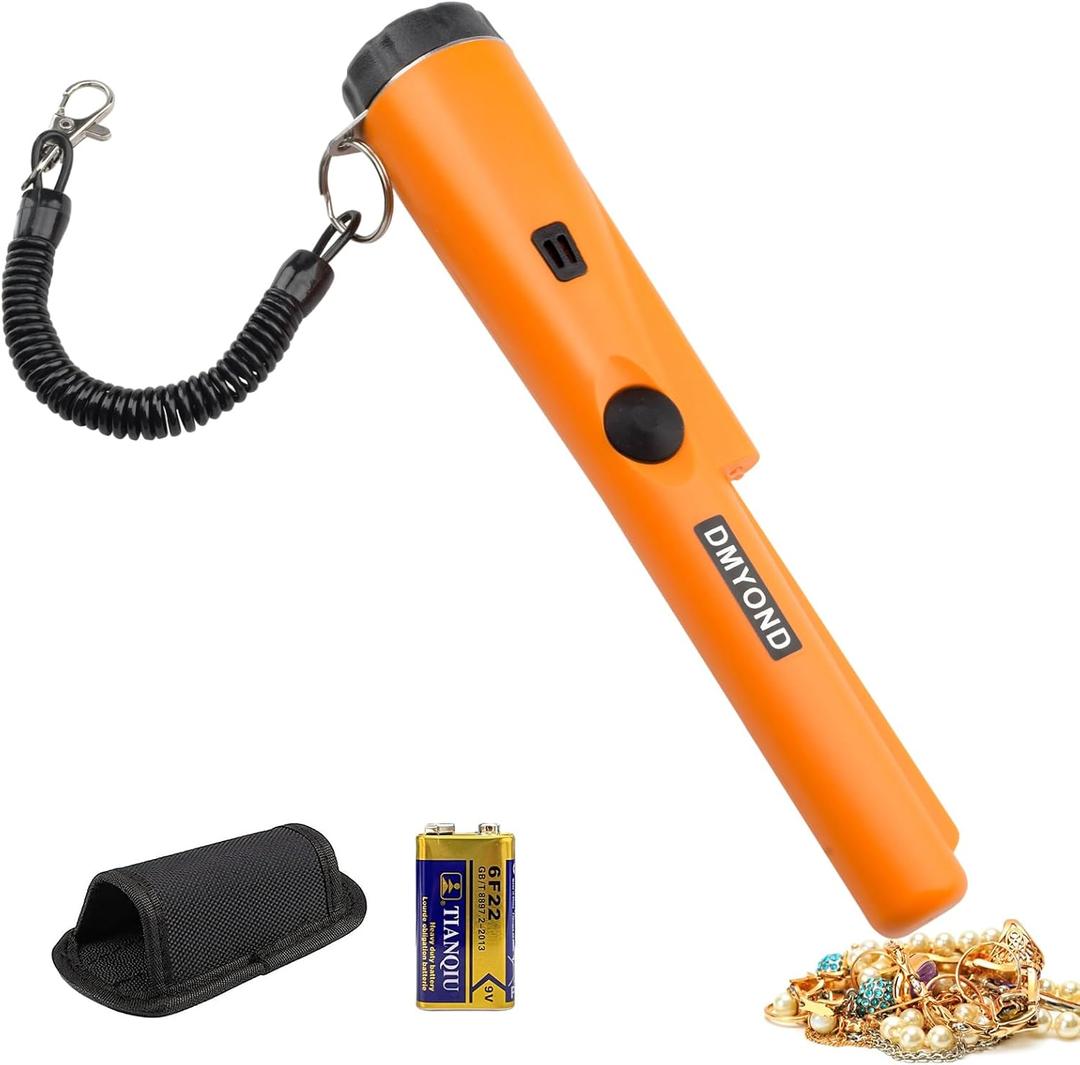 Dmyond Metal Detector Pinpointer - Professional Waterproof Handheld Pin Pointer Wand - High Sensitivity 360 Detection - Search Treasure Pinpointing Finder Probe for Adults, Kids - Orange