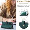 UEEBAI Case for Samsung Galaxy A71, 9 Card Slots Retro Leather Wallet Shockproof Flip Cover with Hand Strap Card Slots Zipper Pocket Kickstand Handbag Magnetic Closure - Retro Green