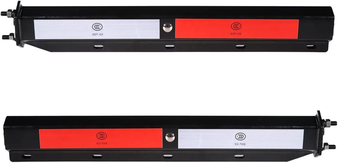 Black Mud Flap Hanger Heavy Duty Spring Loaded Mud Flap Hanger Bracket Mudflap Holder Set 2.5'' Bolt Spacing 30" Length with Reflective Tapes fit for Semi Trucks, 2 Pack