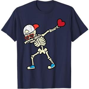 Valentines Day Skeleton Dab Boys Kids Toddler Youth Men Teen T-Shirt, Size S