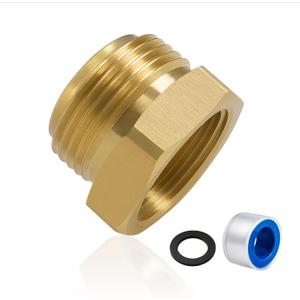 Shower Hose Adapter, Garden Hose Adapter, Shower Head Hose Adapter, Brass Garden Hose Fitting G1/2 Female to GHT 3/4 Male Adapter, No-Leak Design with Washer and PTFE Tape