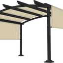 10' 12' Pergola Shade Cover Universal Replacement Canopy Cover Outdoor Durable Fabric Sun Shade Cloth for Deck Patio Porch Backyard Gazebo with Grommets & Weighted Rods, Beige
