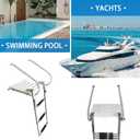 Boat Ladder ABS Swim Platform Stainless Boat Ladder with telescoping 2 Handrails for Marine Boat Yacht, Rated to 400 Pounds