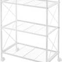 SONGMICS 3-Tier Metal Storage Rack with Wheels, Mesh Shelving Unit with X Side Frames, 23.6-Inch Width, for Entryway, Kitchen, Living Room, Bathroom, Industrial Style, White UBSC163W01