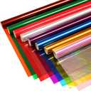 SYOGUA 8 Rolls Colored Cellophane Wrap, Extra Wide (34 in x 10 ft x 8 Colors) Cellophane Roll Transparent Color Cellophane Paper for Gift Baskets, Gift Wrapping, DIY Craft, Christmas Decoration