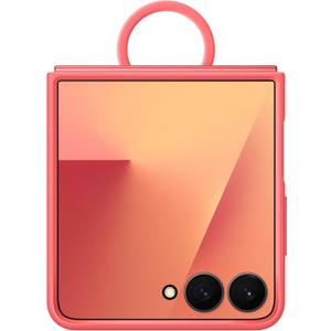Samsung Galaxy Z Flip7 Official Ring Phone Case Silicone, Easy to Carry, Soft, Sleek, US Version, Coral Red