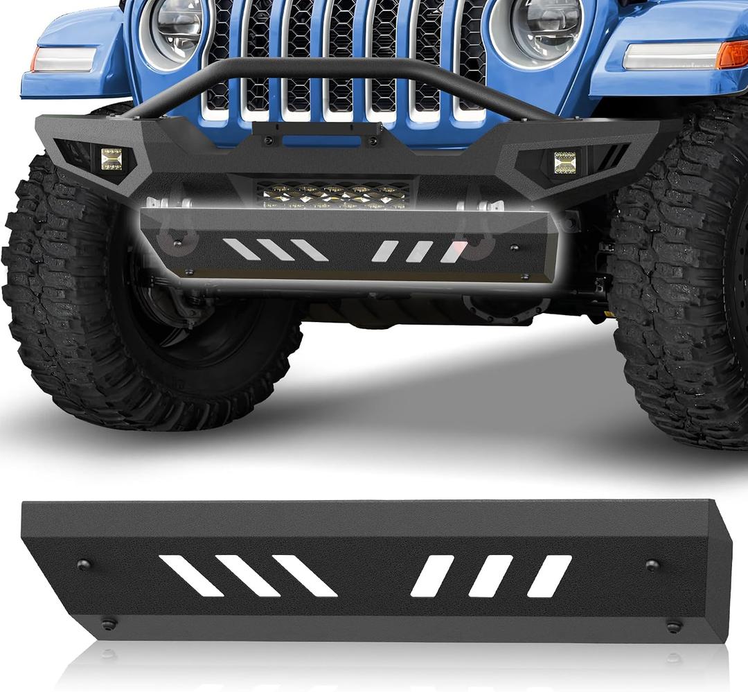 Front Bumper Skid Plate for Wrangler JL/JLU 2018-2025, Gladiator JT 2020-2025, Heavy-Duty Carbon Steel with E-Coating & Powder-Coated Finish