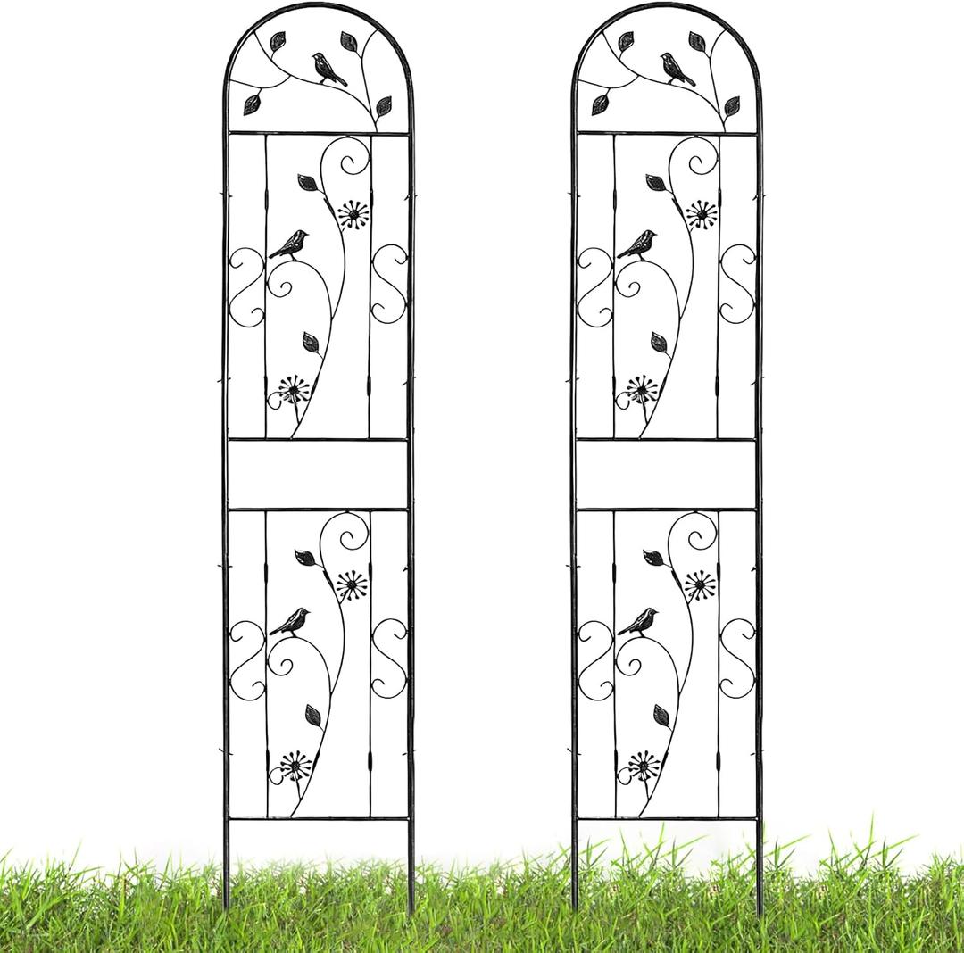 aboxoo Set of 2 Packs Bird Metal Garden Trellis for Climbing Plants,Outdoor Decorative Flowers Arch Fence Trellis for Outdoor Patio,Garden,Lawn,Yard,Backyard,Wall Brackets,60'' H x 11'' W