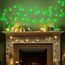 [Timer & 8 Modes] 6 Ft 48 LED St Patricks Day Garland, St Patricks Day Decorations St Patricks Garland with Shamrock Lights St Patricks Day Lights St Patricks Day Decor for Home Table Mantle Porch