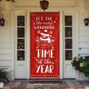 Likjad Christmas Snowman Xmas Door Covers Banners Photography Background Backdrop for Front Porch Farmhouse Home Indoor Outdoor Decoration, 35 x 79 Inch (Wonderful)