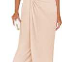 ZESICA Women's 2026 Summer Cap Sleeve Casual Bodycon Dress Elegant Wedding Guest Cocktail Party Long Midi Dresses (Large, Apricot)