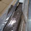 36x84 inch Sliding Barn Wood Door Slab with 6.6ft Hardware Kit and Handle, Coffee, K Shape, Simple DIY Assembly