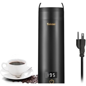 Sekaer Travel Electric Tea Kettle Portable Small Mini Coffee Kettle, with 4 Variable Presets, Personal Hot Water Boiler 304 Stainless Steel with Auto Shut-Off & Boil Dry Protection, SY-618B