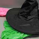 Leitee 25 Pcs Witch Hat Ring Toss Games Set Halloween Party Favors Pink and Green Party Decorations 5 Black Oxford Fabric Wizard Hats with 20 Inflatable Rings for Girls Women Birthday Movie