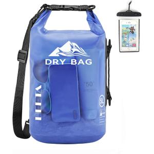 HEETA Dry Bag Waterproof for Women Men, 5L Roll Top Lightweight Dry Storage Bag Backpack with Phone Case for Travel Swimming Boating Kayaking Paddle Board Camping Beach Accessories