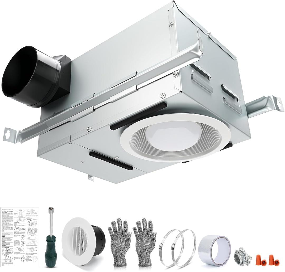 744 Bathroom Exhaust Fan with Light and BR30 LED Bulb, Medium