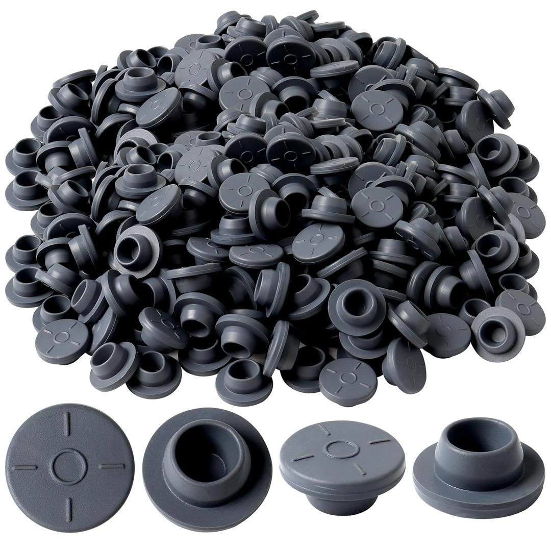 Ira Pollitt 250 Pieces 20mm Vial Rubber Stoppers Mushroom Self Healing Injection Ports Solid Seal for Glass Vial and Liquid Culture Jars