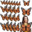 20 Pcs Large Monarch Butterfly Decorations 11.8 Inch 3D Orange Artificial Monarch Butterfly Wall Decor to Decorate for Day of The Dead Dia De Los Muertos Halloween Party Wedding Home