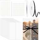 Faccito 50 Pcs Vellum Jackets for 5x7 Invitations Wedding Invitation Accessories Kit Pre Folded Vellum Paper, 1 Roll Ribbon, Pearls Stickers Tweezer, Envelope Liners 5x7 Inserts for Wedding (Simple)