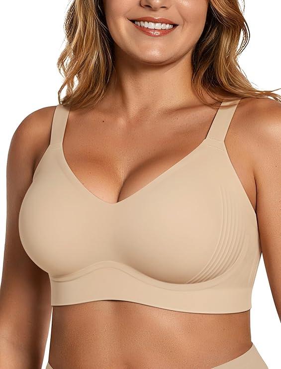 Fit for Me Womens Wireless Seamless Bras Jelly Full Coverage Supportive Bra Push Up Plus Size Everyday Bra Comfortable Tshirt Bras 38D