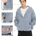 FAIABLE Zip Up Hoodie for Men Oversized Sweatshirts Fleece Quarter Zip Pullover with Zipper Pockets Fall Outfits Casual Comfy Y2k Winter Clothes, Coral Pink, M