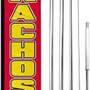 4Less NACHOS Windless Swooper Flag Feather Banner Sign 15 ft Tall Large Pole Spike Kit rf-h, Red
