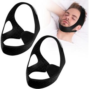 2 Pack Anti Snore Chin Strap  Adjustable Jaw Support to Keep Mouth Closed, Stop Snoring, Breathable & Reusable for Men & Women