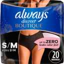 Always Discreet Boutique Incontinence and Postpartum Underwear for Women, Maximum Protection, S/M, Black, 20 Count (Packaging May Vary)